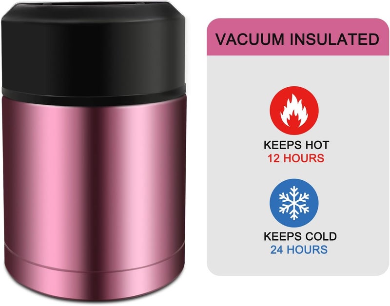 Zalaxt 35oz Soup Thermos, Stainless Steel Thermos for Hot Food, Wide Mouth Food Thermos Jar, Insulated Lunch Container Leak Proof Vacuum Thermal Flask(rosered) - Image 2